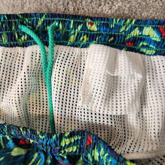 Pro Spirit Shorts Swimming Mesh Inside Pocket Mens XL Green Blue Floral - Picture 6 of 9